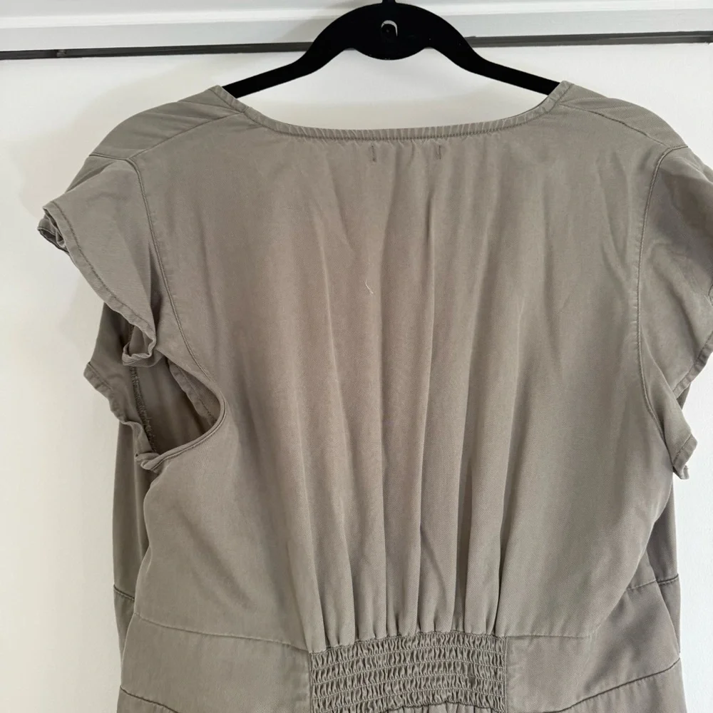 Quince Vintage Wash Tencel Button Front Midi Dress Olive Green Large Cottagecore - Picture 9 of 14